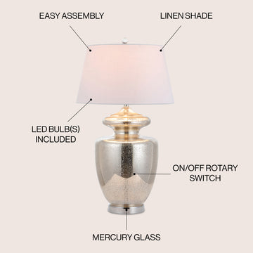 Hughes 31" Glass LED Table Lamp - JONATHAN Y